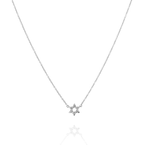 
Sterling silver chain with pave Star of David pendant

