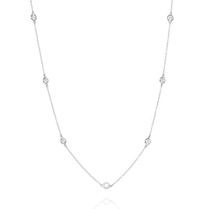 
Elegant Sterling Silver Necklace with Bezel-Cut Cubic Zirconia Stones

