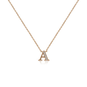 
Rose gold plated initial A necklace with cubic zirconia decoration and adjustable chain.

