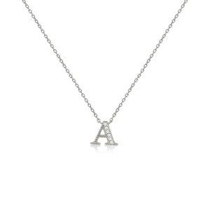 
Sterling Silver Initial A Necklace with CZ Decoration

