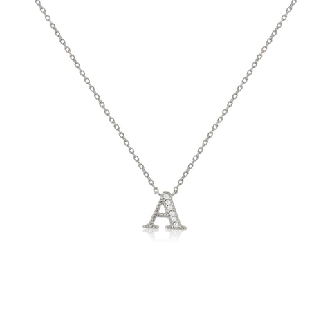 
Sterling Silver Initial A Necklace with CZ Decoration

