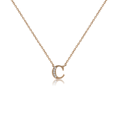 
Rose Gold Plated on Silver Initial Necklace with CZ Decoration

