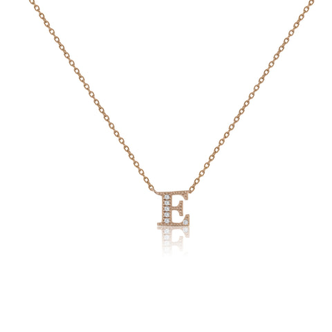 
Rose Gold Plated on Silver Initial Necklace with CZ Decoration and Sliding Length Adjuster.

