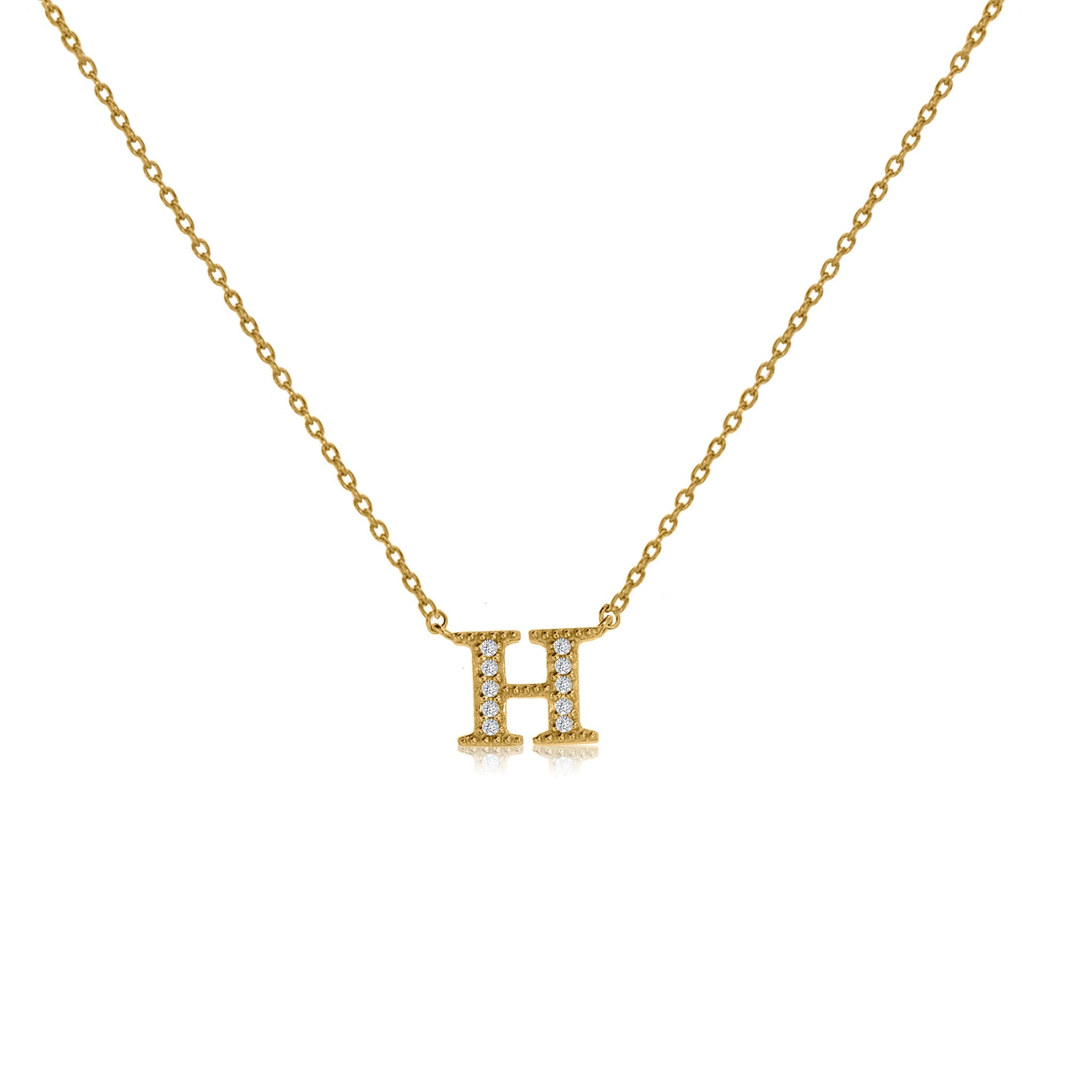 
Gold plated initial necklace with CZ decoration and adjustable chain length.

