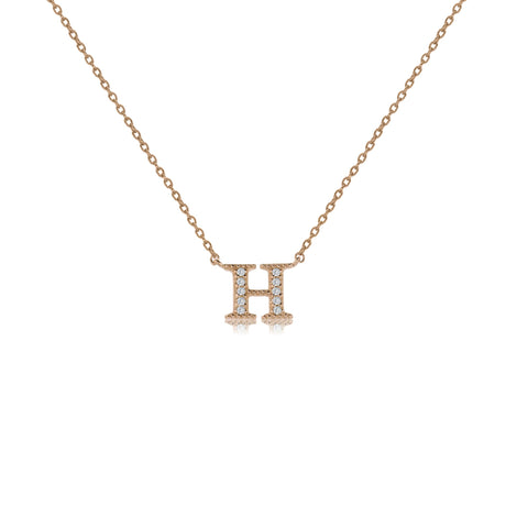 
Rose Gold Plated Initial Necklace with Cubic Zirconia Decoration and Sliding Length Adjuster.

