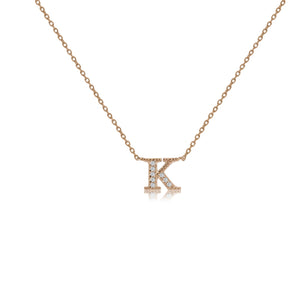 
Rose gold plated on silver initial necklace with CZ decorations and a sliding length adjuster.

