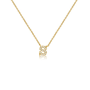 
Gold plated initial S necklace with cubic zirconia decoration and adjustable chain

