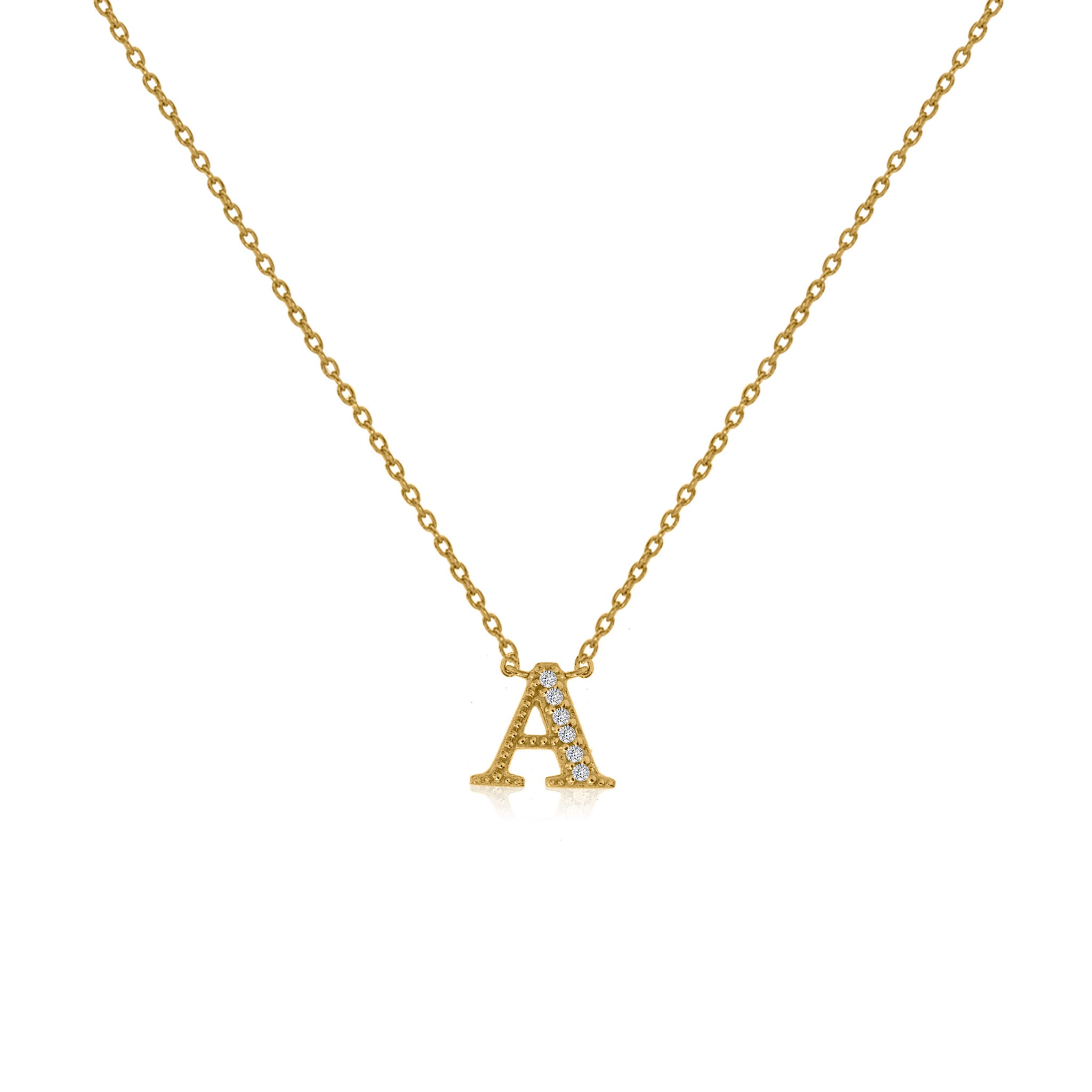 
Gold-plated initial necklace with CZ decoration and sliding length adjuster.

