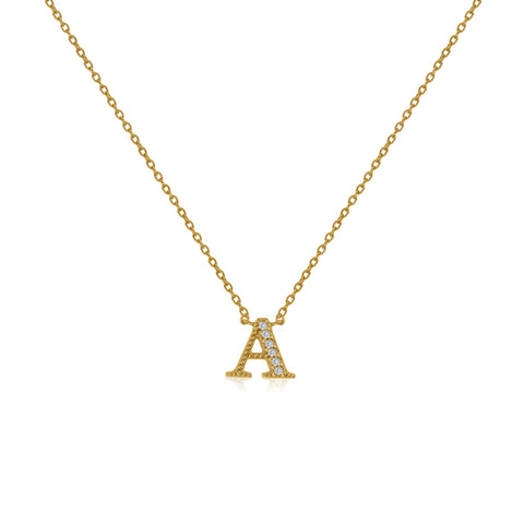 
Gold-plated initial necklace with CZ decoration and sliding length adjuster.

