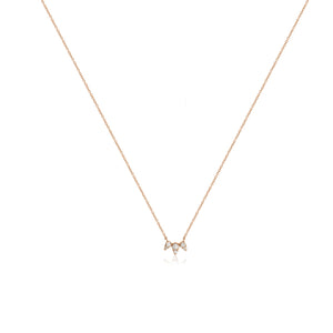 
Rose gold micron plated on silver with Cubic Zirconia floral motif necklace  .

