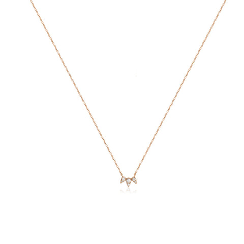 
Rose gold micron plated on silver with Cubic Zirconia floral motif necklace  .

