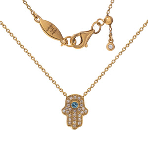 
Rose gold Hamsa chain necklace with cubic zirconia and adjustable slider

