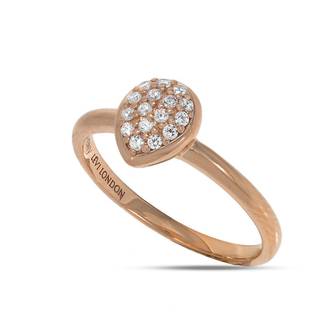 
Rose Gold Plated Domed Heart Shaped Sterling Silver Ring with Crystals

