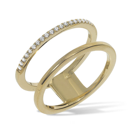 
Gold plated on silver double band ring with cubic zirconia decorations.

