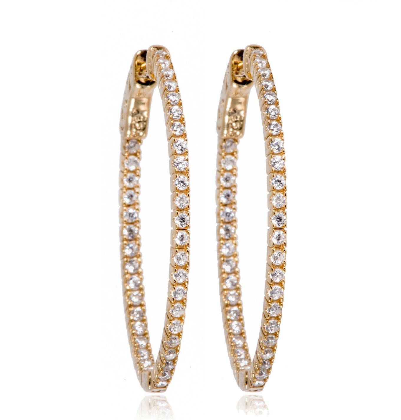 
Stunning gold-plated silver large hoop earrings adorned with Cubic Zirconia stones

