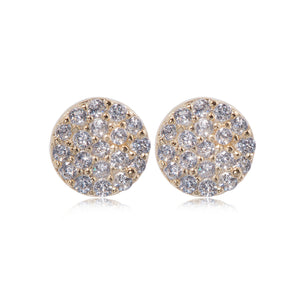 
Gold plated on silver small flat round earrings with crystal-clear stones, 7 mm diameter.

