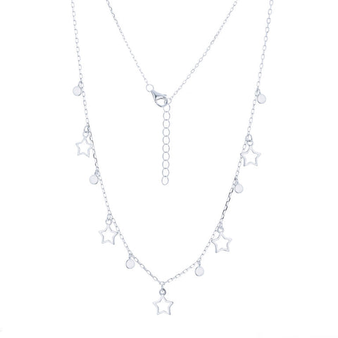 
Sterling Silver Star Charm Necklace with Adjustable Chain

