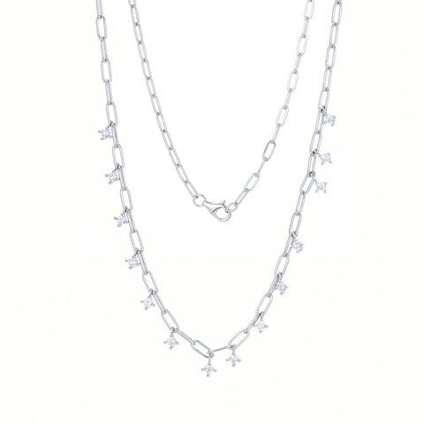 
Sterling silver necklace with embellishments, 45 cm length plus 5 cm extension.

