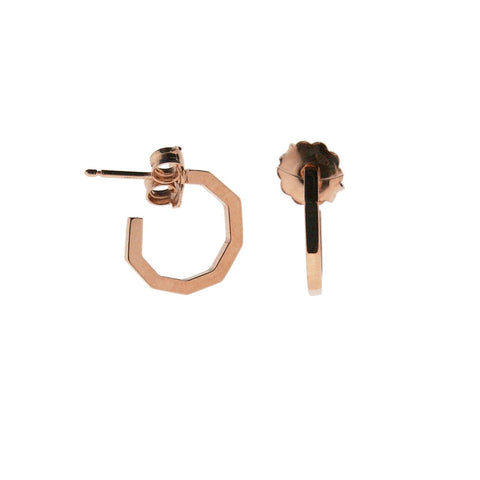 
Rose gold-plated hexagon-shaped open hoop earrings  

